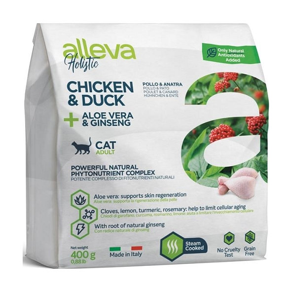 Alleva HOLISTIC cat adult chicken & duck granule pre mačky 0,4kg