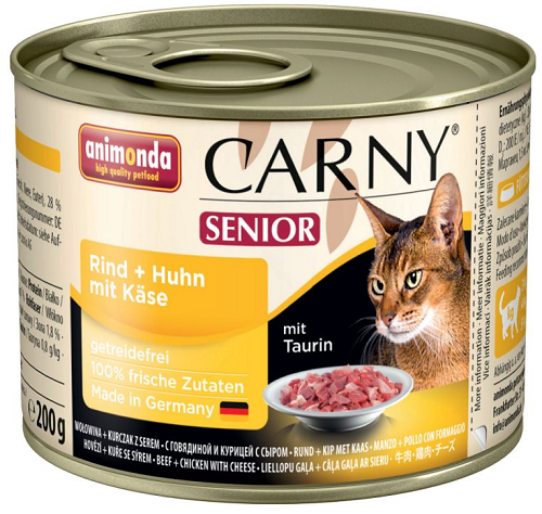 E-shop Animonda CARNY® cat Senior hovädzie, kura a syr 6 x 200g konzerva