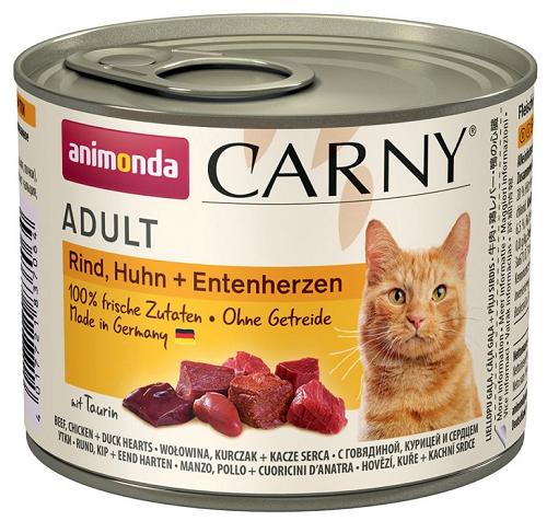 E-shop Animonda CARNY® cat Adult hovädzie, kura a kačacie srdiečka konzervy pre mačky 6x200g