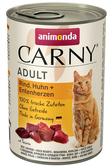 E-shop Animonda CARNY® cat Adult hovädzie, kura a kačacie srdiečka konzervy pre mačky 6x400g