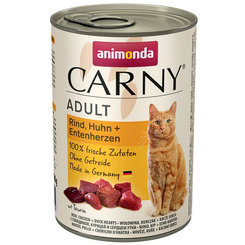 Animonda CARNY® cat Adult hovädzie, kura a kačacie srdiečka konzervy pre mačky 6x400g