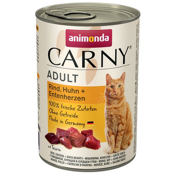 Animonda CARNY® cat Adult hovädzie, kura a kačacie srdiečka konzervy pre mačky 6x400g