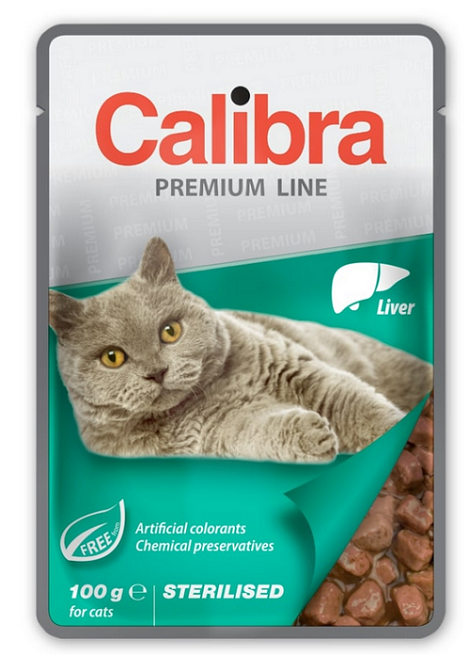 E-shop Calibra Premium cat Sterilised pečeň v omáčke kapsičky pre mačky 24x100g
