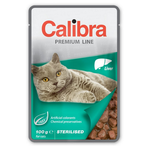 Calibra Premium cat Sterilised pečeň v omáčke kapsičky pre mačky 24x100g