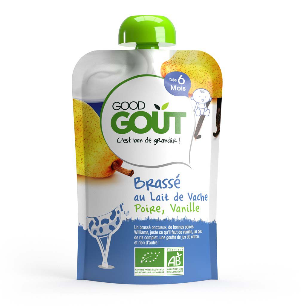 E-shop GOOD GOUT BIO Jogurt, hruška a vanilka 90 g – ovocný príkrm