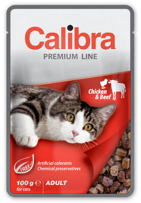 E-shop Calibra KAPSIČKA Premium cat Adult Kura & hovädzie v omáčke 24x100g