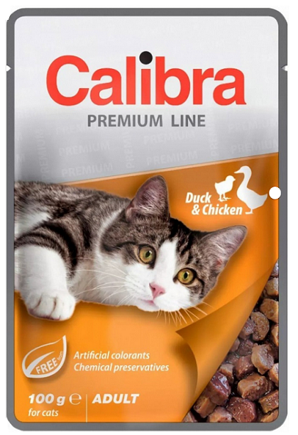 E-shop Calibra KAPSIČKA Premium cat Adult Kačka & kura v omáčke 24x100g