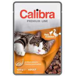 Calibra KAPSIČKA Premium cat Adult Kačka & kura v omáčke 24x100g