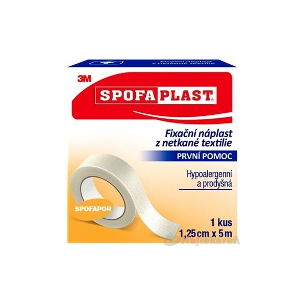 3M SPOFAPLAST č.731 Fixačná náplasť 1,25cmx5m, z netkanej textílie, cievka, 1ks