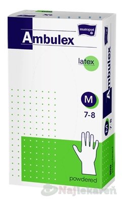 E-shop Ambulex rukavice LATEXOVÉ veľ. M,nesterilné, pudrované 100ks