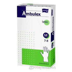Ambulex rukavice LATEXOVÉ veľ. M,nesterilné, pudrované 100ks