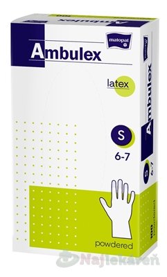 E-shop Ambulex rukavice LATEXOVÉ veľ. S, nesterilné, pudrované 100ks