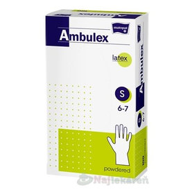 Ambulex rukavice LATEXOVÉ veľ. S, nesterilné, pudrované  100ks