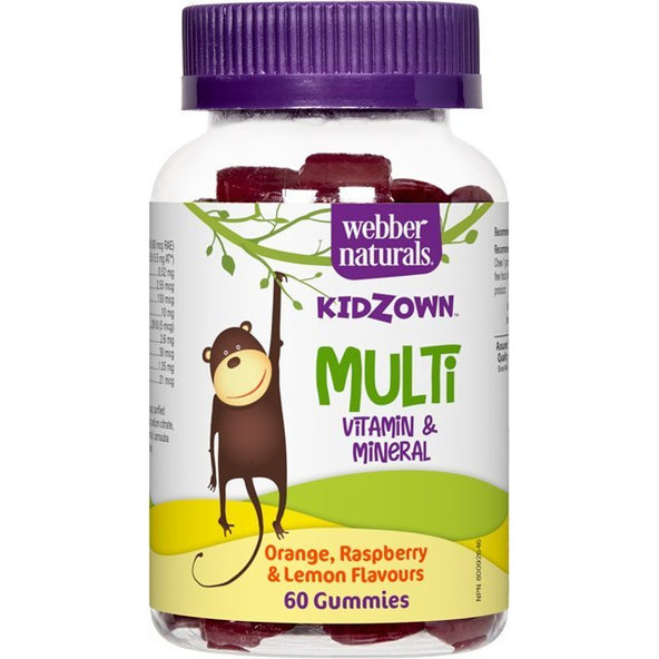 Webber Naturals Kidzown Multivitamin s mineralmi 60 tbl
