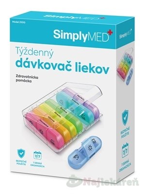 E-shop SimplyMED Týždenný dávkovač liekov otvárací, model 21010, 1 kus