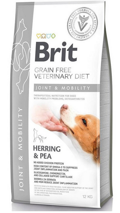 E-shop Brit Veterinary Diets GF dog Mobility granule pre psy 12kg