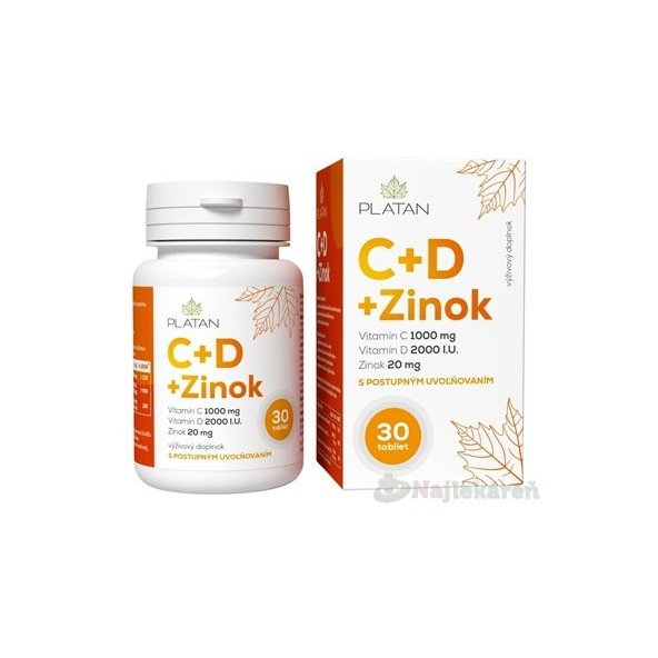 PLATAN Vitamín C + D + Zinok