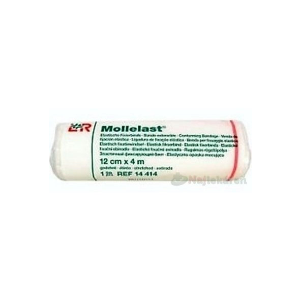 MOLLELAST 12cmx4m obväz elastický fixačný, jednotlivo balený 1ks