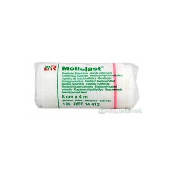 MOLLELAST 8cmx4m obväz elastický fixačný, jednotlivo balený 1ks