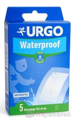 E-shop URGO Waterproof náplasť antiseptická, vodeodolná, priehľadná, (10x6cm) 5ks