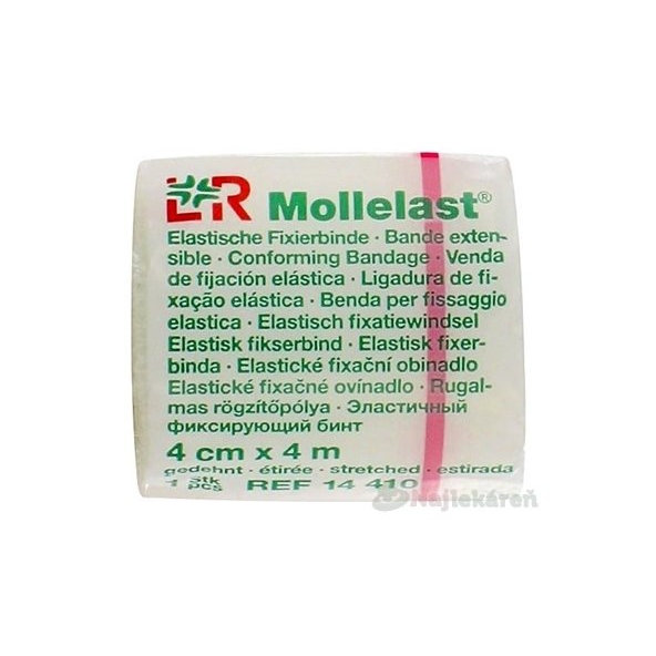 MOLLELAST 4cmx4m obväz elastický fixačný, jednotlivo balený 1ks