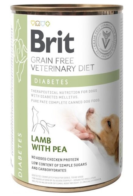E-shop Brit Veterinary Diets GF dog Diabetes 400g konzerva