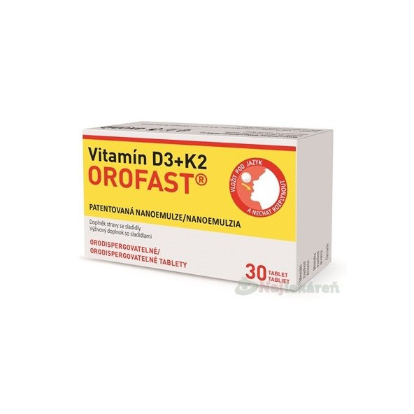 Vitamín D3 + K2 OROFAST, 30 tbl