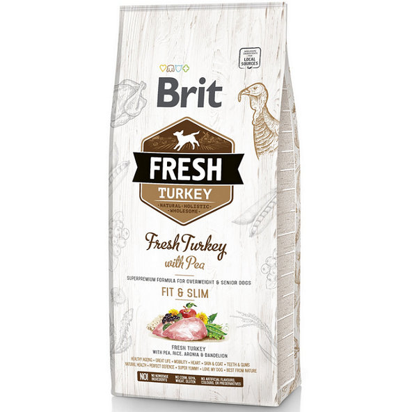 BRIT Fresh Light Fit & Slim morčacie s hráškom 12kg