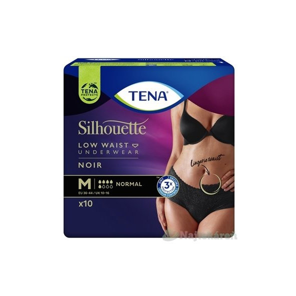 TENA Silhouette Normal Noir (veľ.M), dámske čierne nohavičky, 10ks