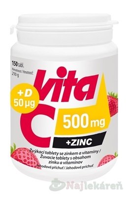 E-shop Vitabalans Vita C 500 mg + Zinok + D 50 µg, 150 žuvacích tbl.