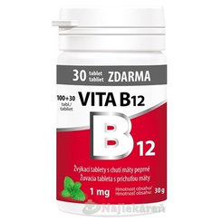 Vitabalans VITA B12 1 mg žuvacie tablety s príchuťou mäty (100+30 zdarma) 130 tabliet