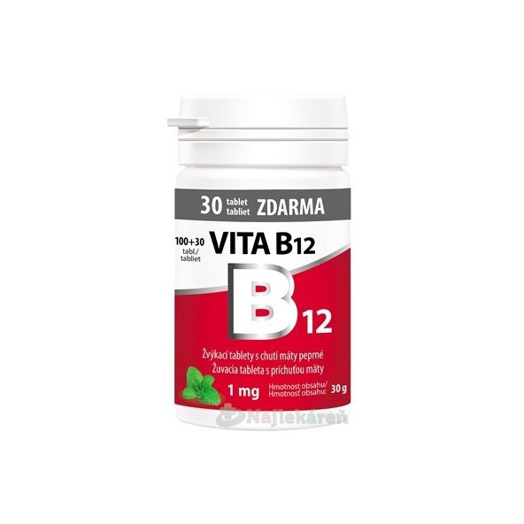 Vitabalans VITA B12 1 mg žuvacie tablety s príchuťou mäty 100+30 zdarma