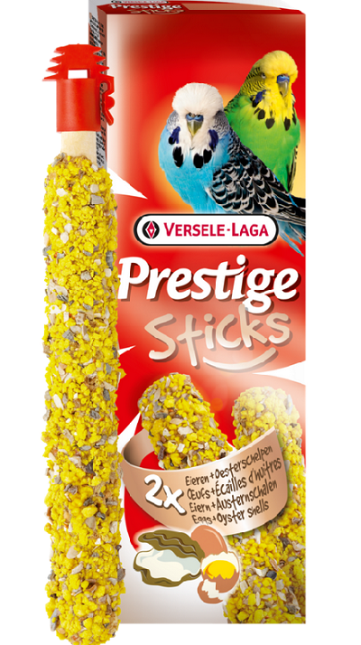 E-shop Maškrta Versele Laga Prestige Sticks Budgies - tyčinky s vajcom a lastúrami 2ks 60g