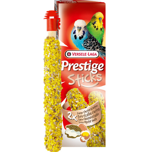 Maškrta Versele Laga Prestige Sticks Budgies - tyčinky s vajcom a lastúrami 2ks 60g