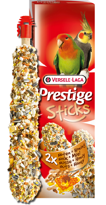 E-shop Maškrta Versele Laga Prestige Sticks tyčinky pre stredné papagáje - orechy a med 2ks 140g