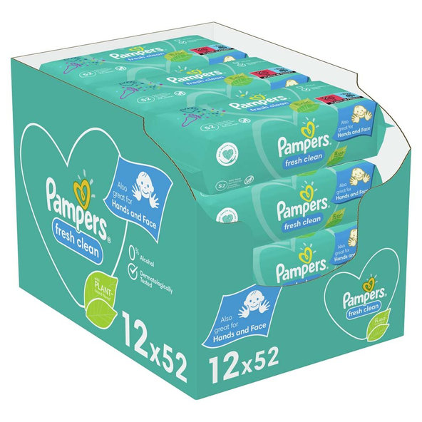 12x PAMPERS Fresh Clean Obrúsky vlhčené 52 ks