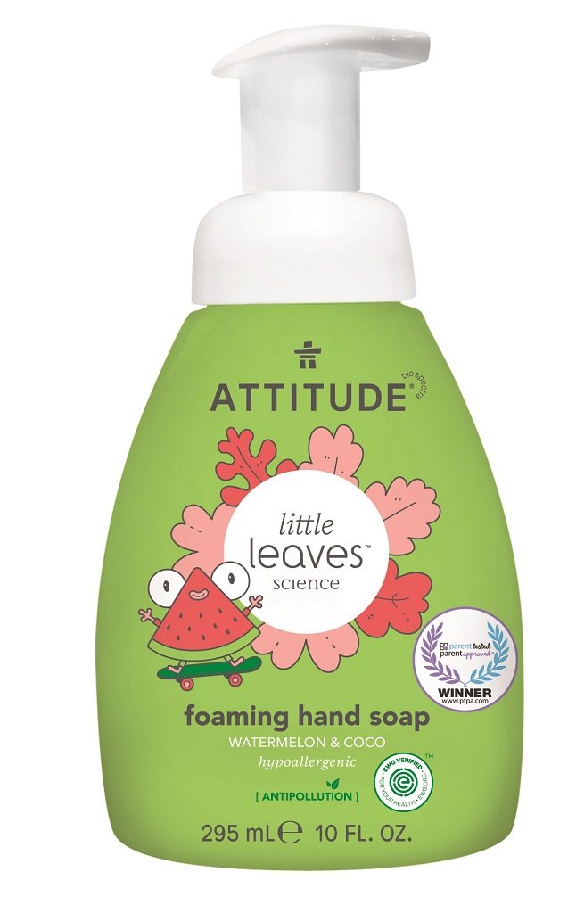 E-shop ATTITUDE Detské penivé mydlo na ruky Little leaves s vôňou melónu a kokosu, 295 ml