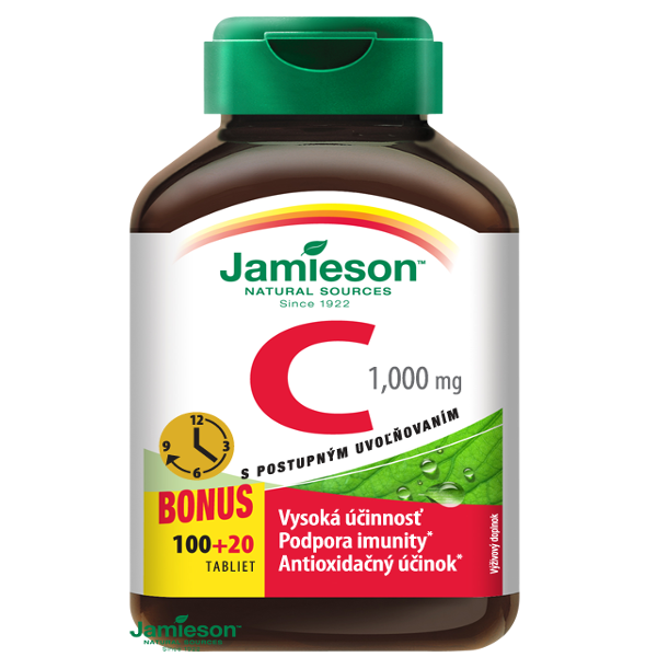 E-shop Jamieson Vitamín C 1000 mg s postupným uvoľňovaním na imunitu 120 tabliet