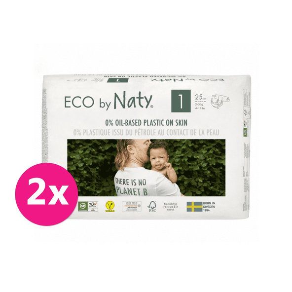 2x ECO BY NATY Plienky jednorazové 1 (2-5 kg) 25 ks