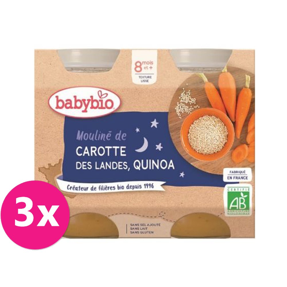 E-shop 3x BABYBIO Večerné menu mrkvové Mouliné a quinoa (2x 200 g)