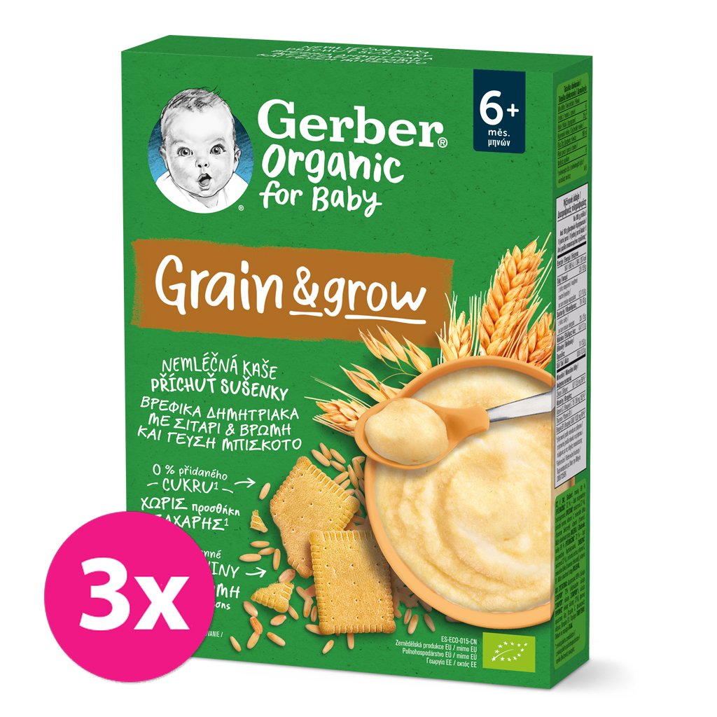 E-shop 3x GERBER Organic Kaša nemliečna s príchuťou sušienky 200 g​