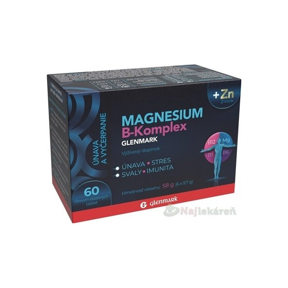 GLENMARK Magnesium B-Komplex + Zinok, 60 tbl