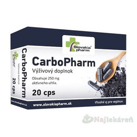 Slovakiapharm CarboPharm - aktívne uhlie, 20 cps