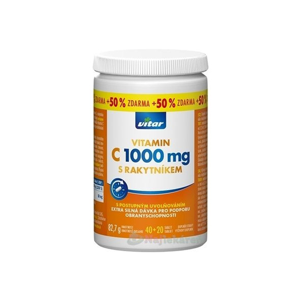 VITAMIN C 1000 mg S RAKYTNÍKOM, 40+20 tbl Zadarmo