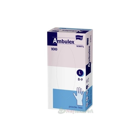 Ambulex rukavice VINYLOVÉ veľ. L, nesterilné, nepúdrované 100ks