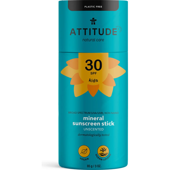 ATTITUDE Detská 100% minerálna ochranná tyčinka na celé telo (SPF 30) bez vône 85 g