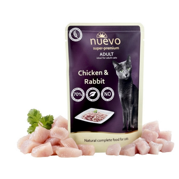 NUEVO cat Adult Chicken & Rabbit kapsičky pre mačky 16x85g