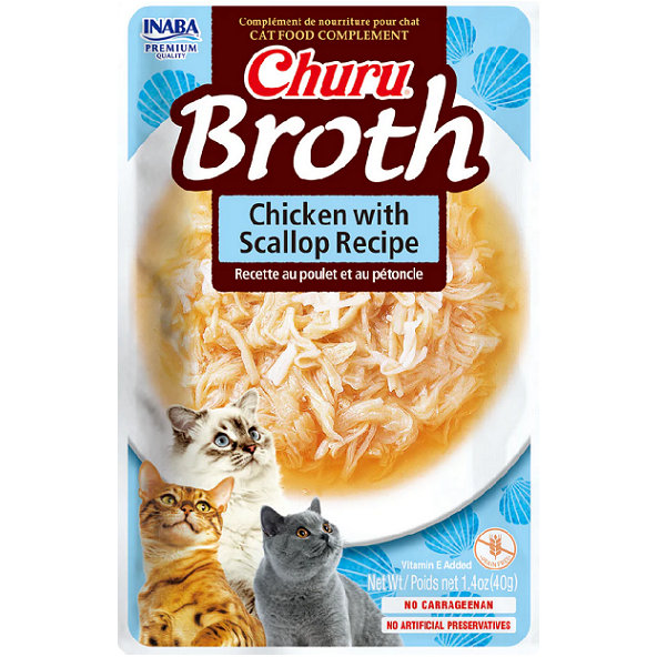 Maškrta Inaba PS Ciao Broth cat Kura s hrebenatkou pre mačky 12ks 480g