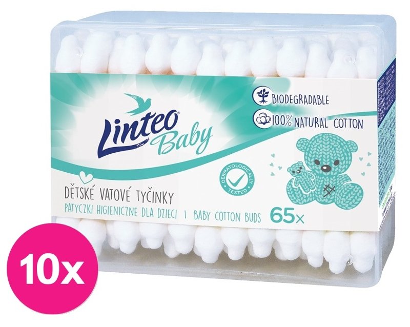 E-shop 10x LINTEO BABY Papierové vatové tyčinky box (65 ks)