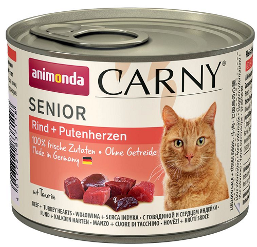 E-shop Animonda CARNY® cat Senior hovädzie a morčacie srdiečka 6x200g konzerva